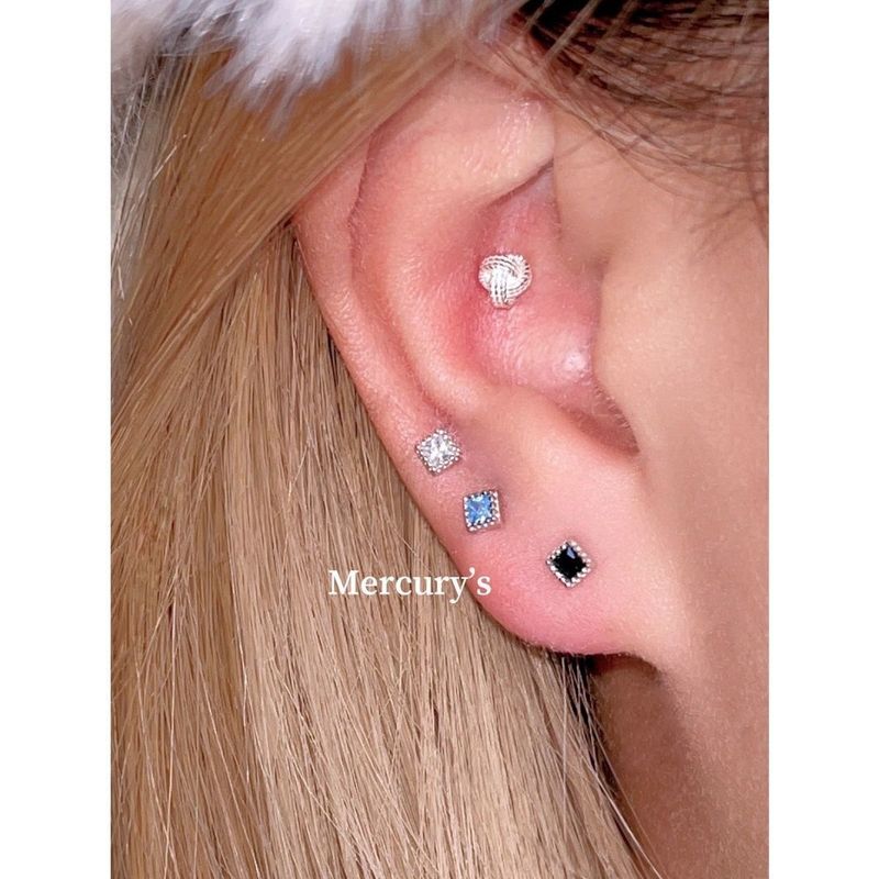 Ins Versatile Design Small Square Ear Bone Studs Daily Layered Mini S Silver Plated Screw Earrings_voghion.com