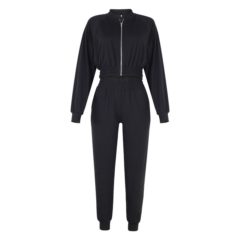 Unique Sportswear 2-piece Set Spring Autumn Zipper Crop Top And Pants Casual Outfit Street Style For Women_voghion.com