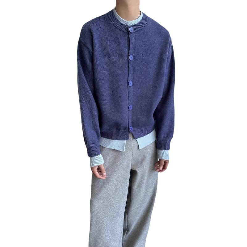 Autumn And Winter Men's Retro Cardigan Casual Loose Contrasting Button Jacket Knitted Sweater_voghion.com