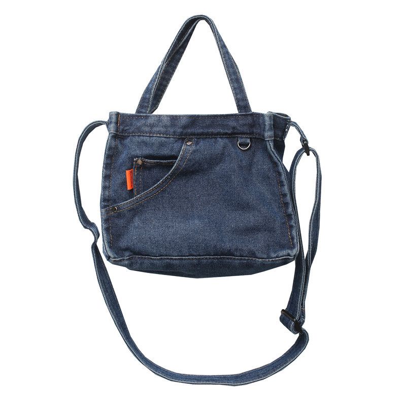 Borsa a mano in denim, tracolla, trendy, da donna, piccola, quadrata, stile campus, casual_voghion.com