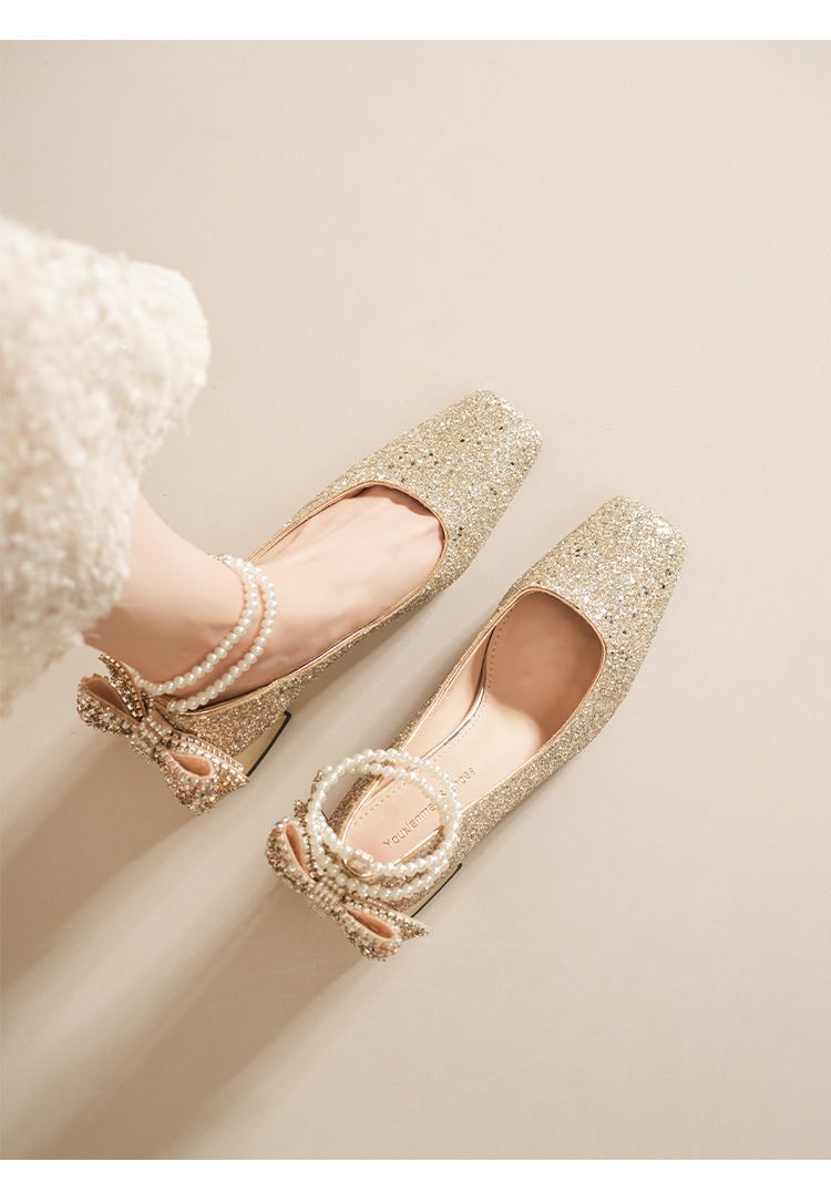 5688G-177 Franse stijl high-end parelketting bruidsschoenen met strik elegante comfortabele modieuze hoge hakken voor dames_voghion.com