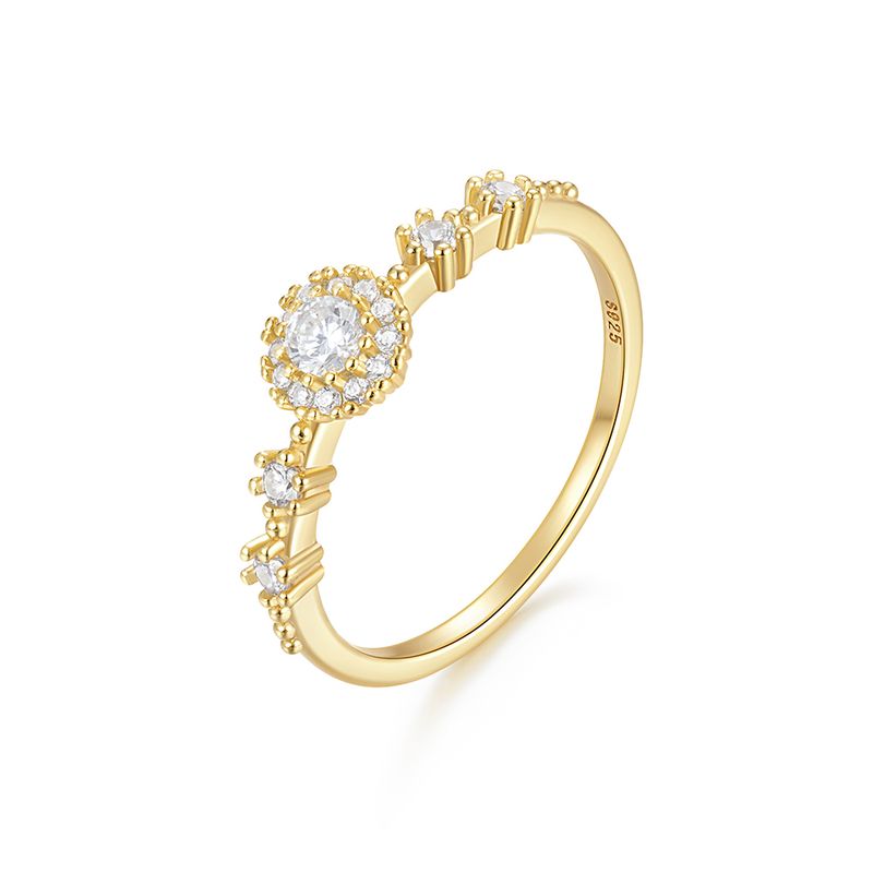 Mode CANNER vergulding Klassieke dames Fijne sieraden Verlovingsringen Sterg Sier Ring met ronde zirkoon voor vrouwen_voghion.com