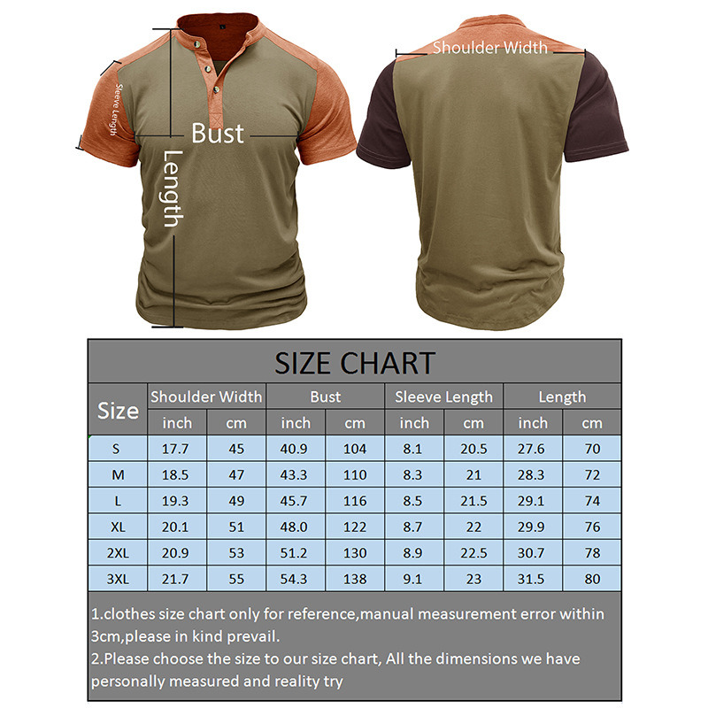 T-shirt à manches courtes et col montant pour homme, chemise Henley de sport de plein air pour homme, haut de fitness, t-shirt_voghion.com