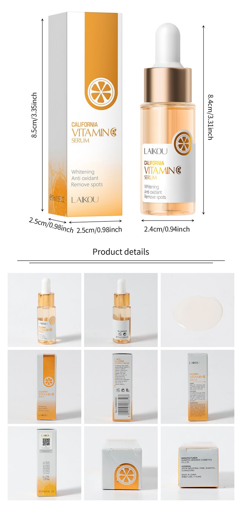 Makeup Tool Kits Laico California Vitamin VC Essence 17ml Moisturizing Liquid Hydrating Moisturizing Cross Border English Packaging_voghion.com