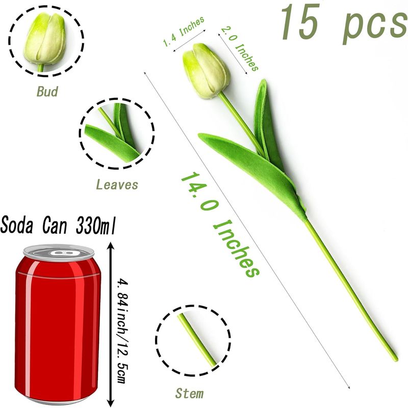 SITUMEIZI Fiori Tulipani Fiori Artificiali in Seta 15 Pezzi Vero Tocco 14" per Bouquet da Sposa Primaverile, Pasqua, Casa, Cucina_voghion.com
