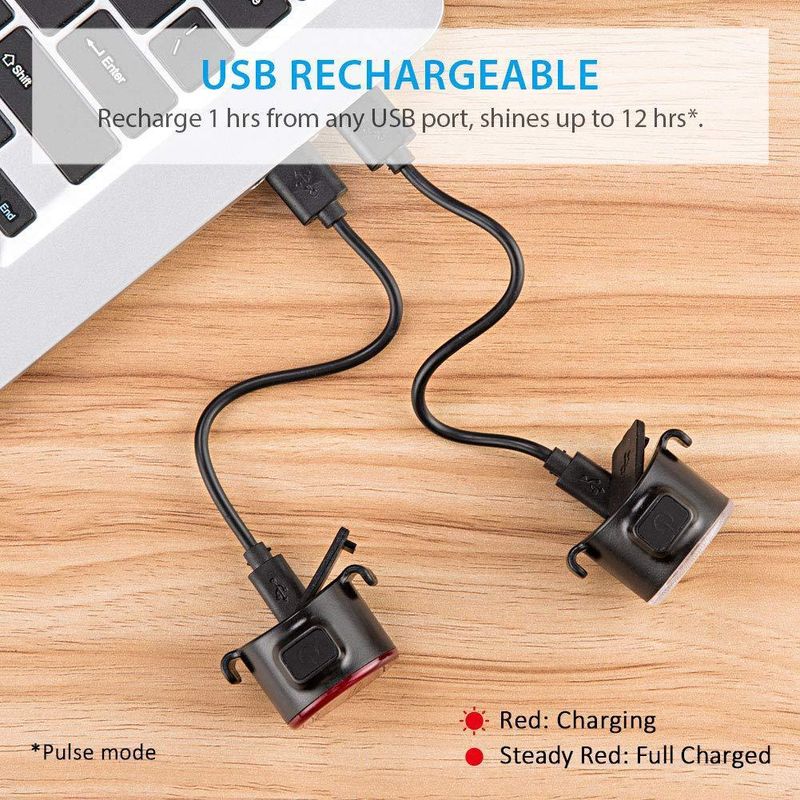Linterna de luz potente para ciclismo nocturno, luz delantera y trasera doble, carga USB, resistente a la lluvia, equipo para ciclismo de montaña._voghion.com