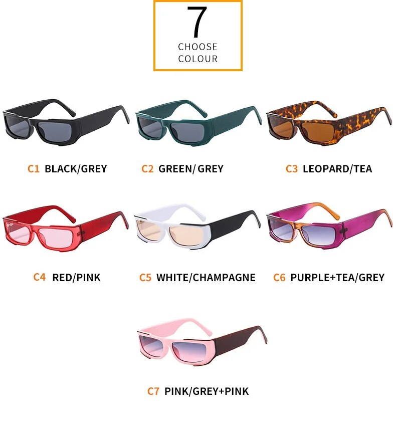 Neue rechteckige Sonnenbrille, modisch, Vintage, Farbverlauf, Bonbonfarben, trendiges Ins-Design, beliebtes Markendesign, UV400-Brillen_voghion.com