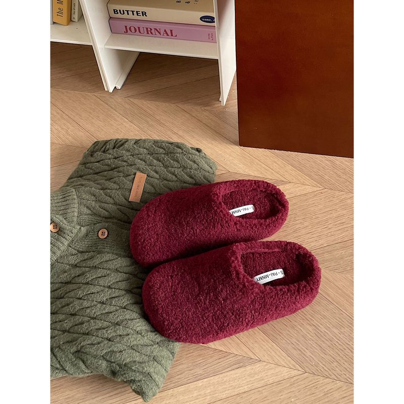 Lässige Fell-Hausschuhe für Damen 2024 Neue Winter-Outdoor-Flache Lazy Pantoletten mit Samt-Zehen-Halbpantoffeln_voghion.com