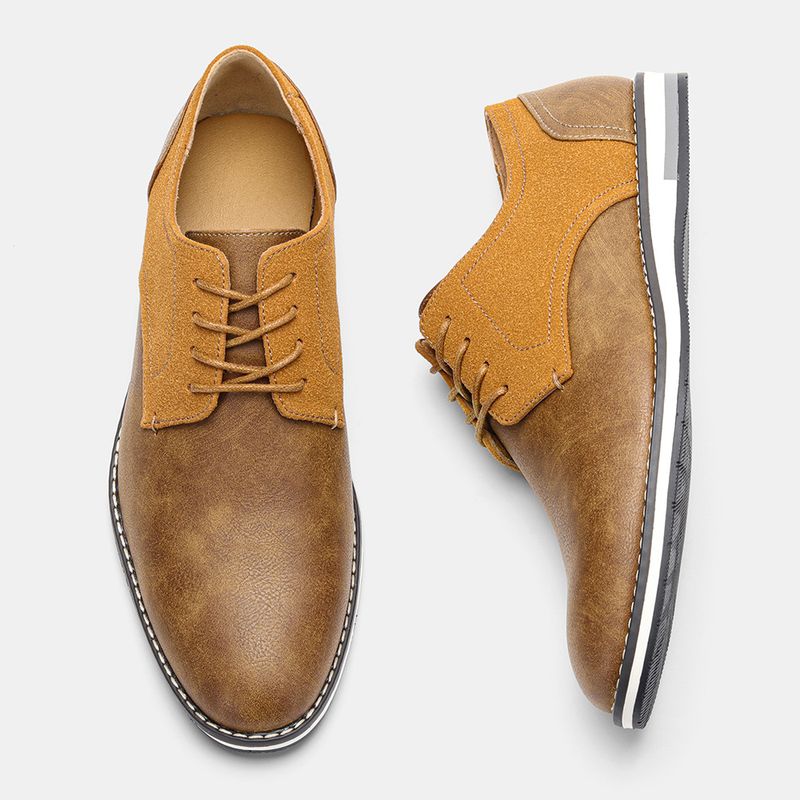 Herrenschuhe Große Herren Freizeitschuhe Modische leichte Herrenschuhe Farblich passende atmungsaktive Herren Lederschuhe_voghion.com