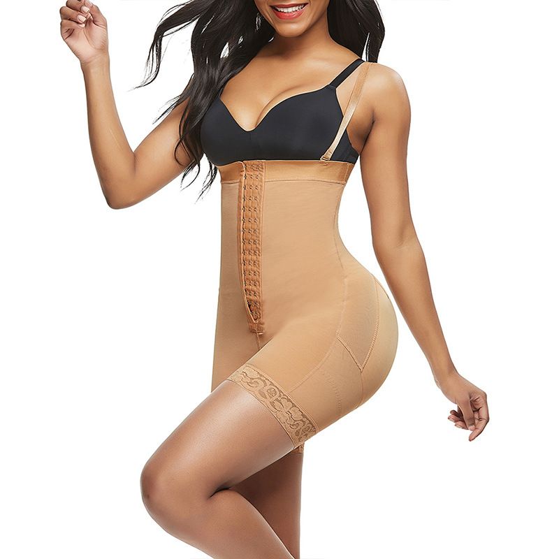 Pantalon amincissant une pièce à trois boutons pour femme, taille haute, fermeture éclair à l'entrejambe, style européen et américain, grande taille_voghion.com