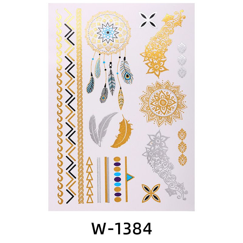 Adesivi per tatuaggi temporanei metallici impermeabili color oro Zhengxiang con stampa argentata_voghion.com