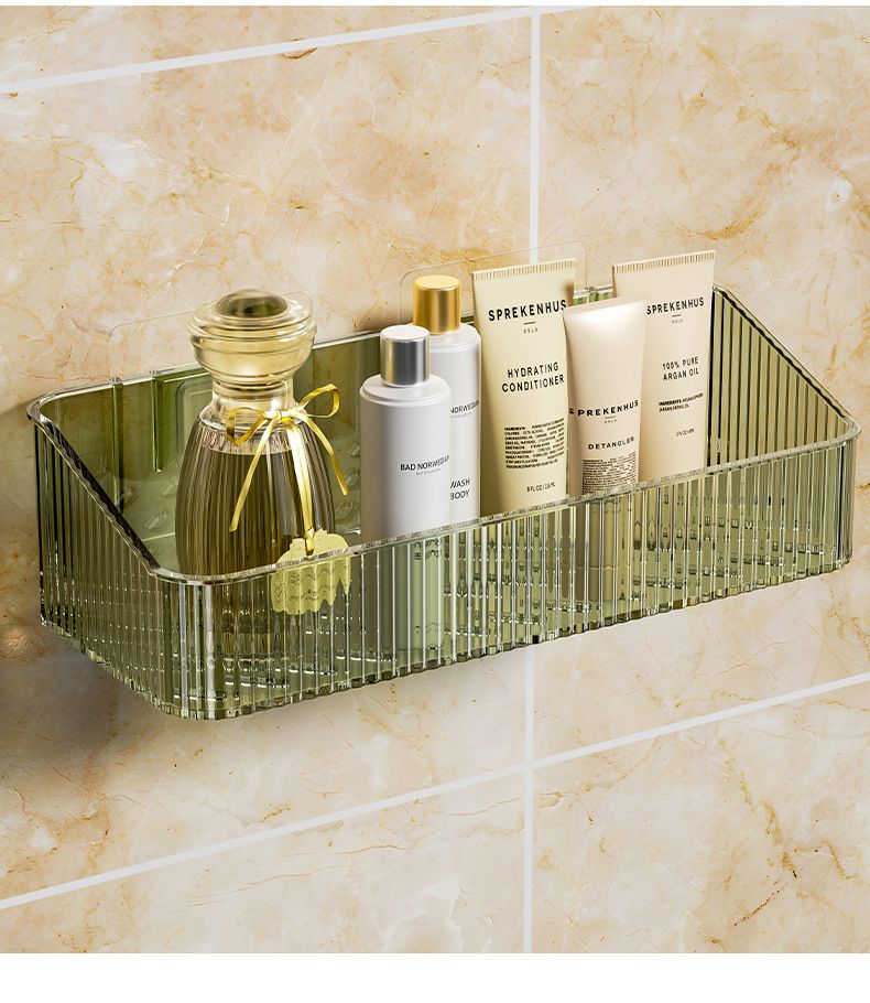 Roestvrije badkamerorganizerplank - Wandmontage zonder boren met afvoergaten voor douche, toiletartikelen en cosmetica_voghion.com
