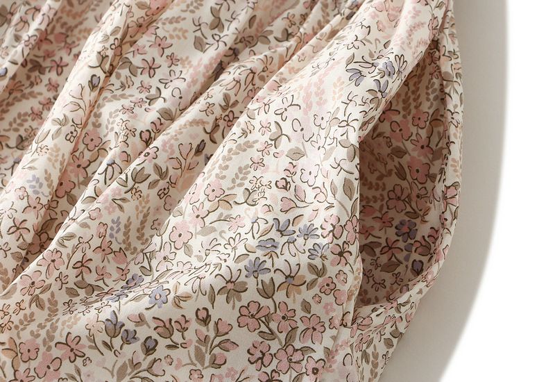 Gonna midi a vita alta con drappeggio floreale per donna; gonna a trapezio; abito lungo._voghion.com