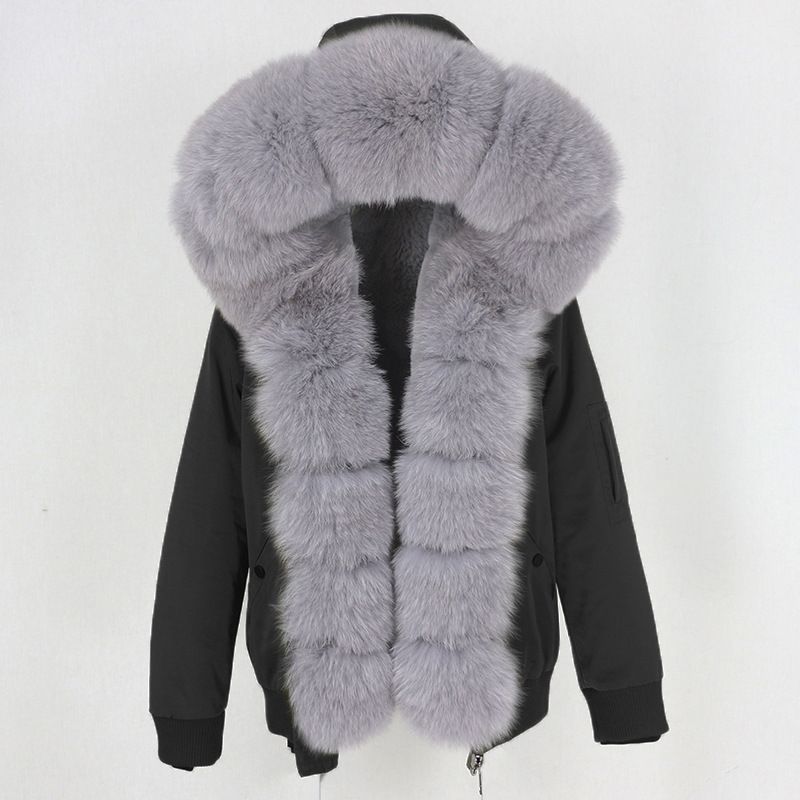 Women's Clothing Thickened Raccoon Fur Liner Removable Real Fox Fur Large Fur Collar Jacket Fur Cotton_voghion.com