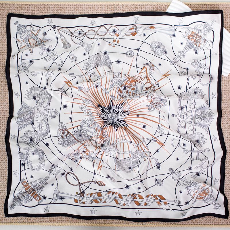 Interstellar Chorus Spring Summer Elegant Daily Commute Mulberry Silk Crepe Satin Scarf Sun Protection Shawl_voghion.com