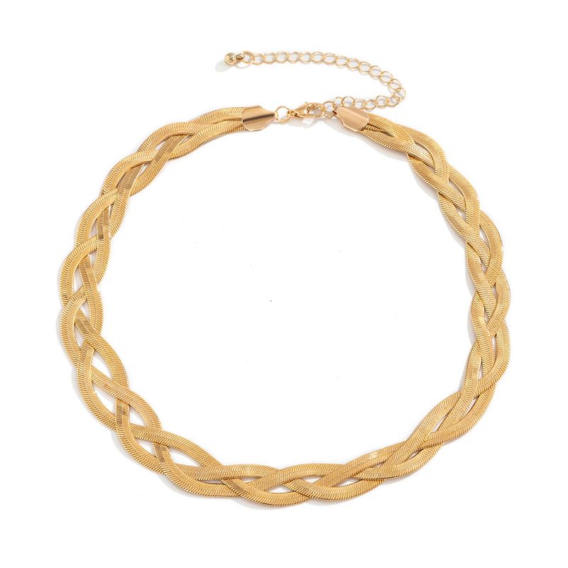 Hot Sales Boho Simple Twist Snake Chain Clavicle Necklace Women's Retro 2024 Fashion Metal Charm Color Necklaces Girl Jewelry_voghion.com