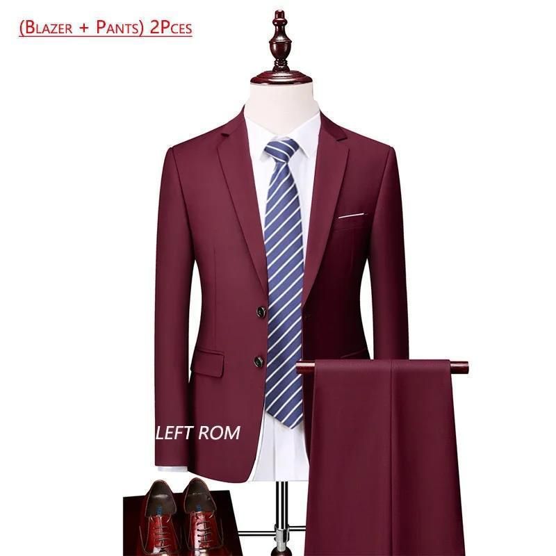 CT 2025 New Men's Solid Color Business Casual Suit Set Two-Piece Available All Year Round_voghion.com