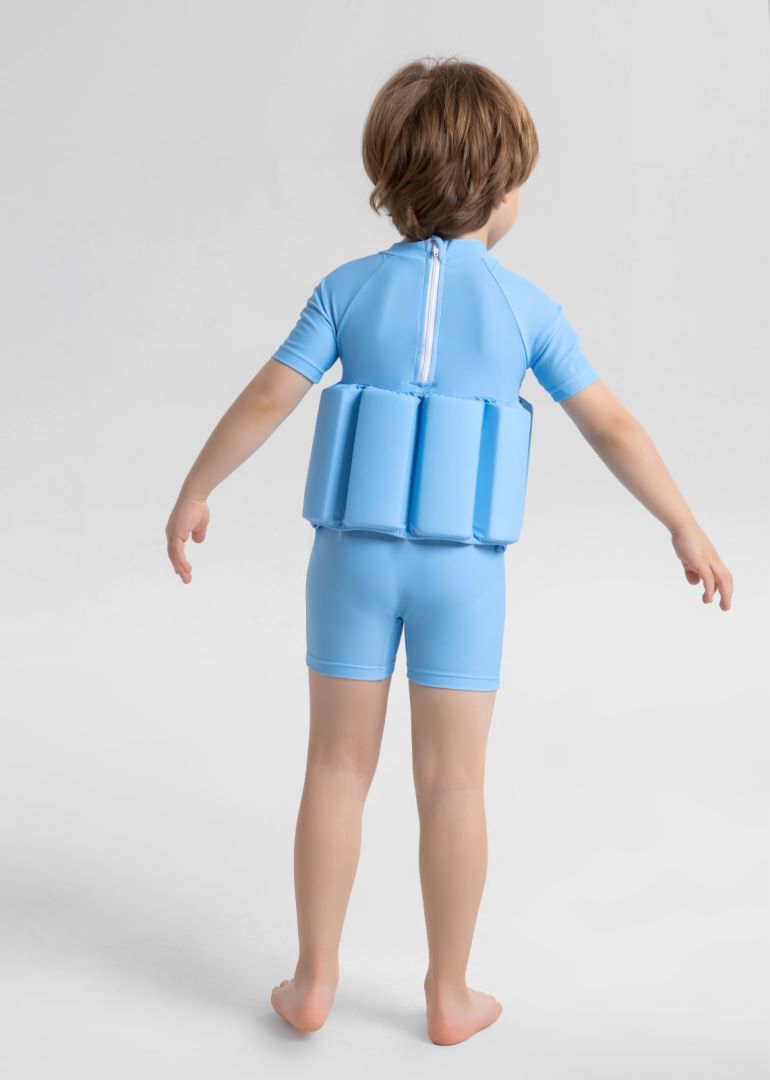 Traje de baño para madres e hijos, traje de baño de flotabilidad para niños, traje de baño coreano de una pieza de manga corta de secado rápido, traje de baño con chaleco flotante para bebés_voghion.com