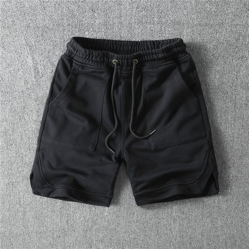 Lässige, schwere, stark gewaschene Arbeitskleidungs-Shorts für Herren, trendige, einfarbige Jogginghose aus Baumwolle, Retro-Fünf-Punkt-Hose_voghion.com