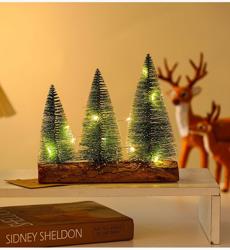 New Tabletop Christmas Tree Ornament Mini Christmas Tree With Lights, Luminous Scene, Festive Atmosphere Arrangement_voghion.com