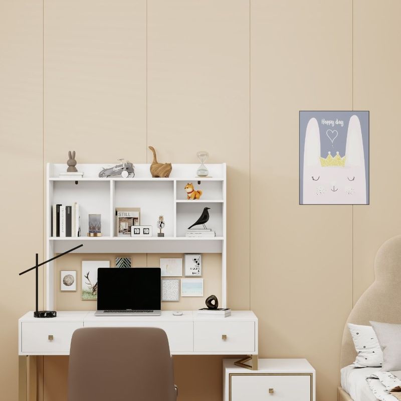 HighCapacity Computer Desktop Desktop Organizer Shelf O Wood For Bookshelf Bookshelf Desk For Desk Shelves Storage Hutch 5 With_voghion.com