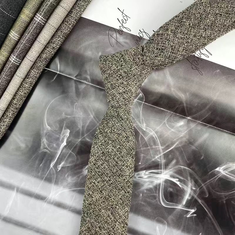 Autumn Winter Wool Hand Tie Men Korean Version 6CM Retro British Plaid Striped Gray Coffee Color Casual Versatile_voghion.com