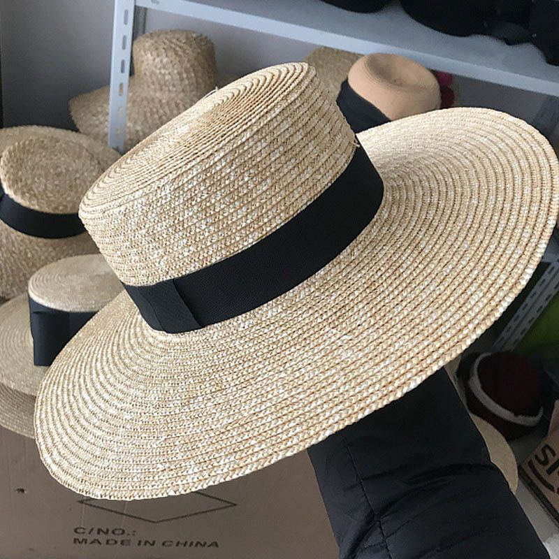 Fashion Fashion Classical Beach Ribbon Bowknot Boater Wide Brim Summer Sun Hats for Women Ladies Wheat Straw Cap Kentucky Derby Hat_voghion.com