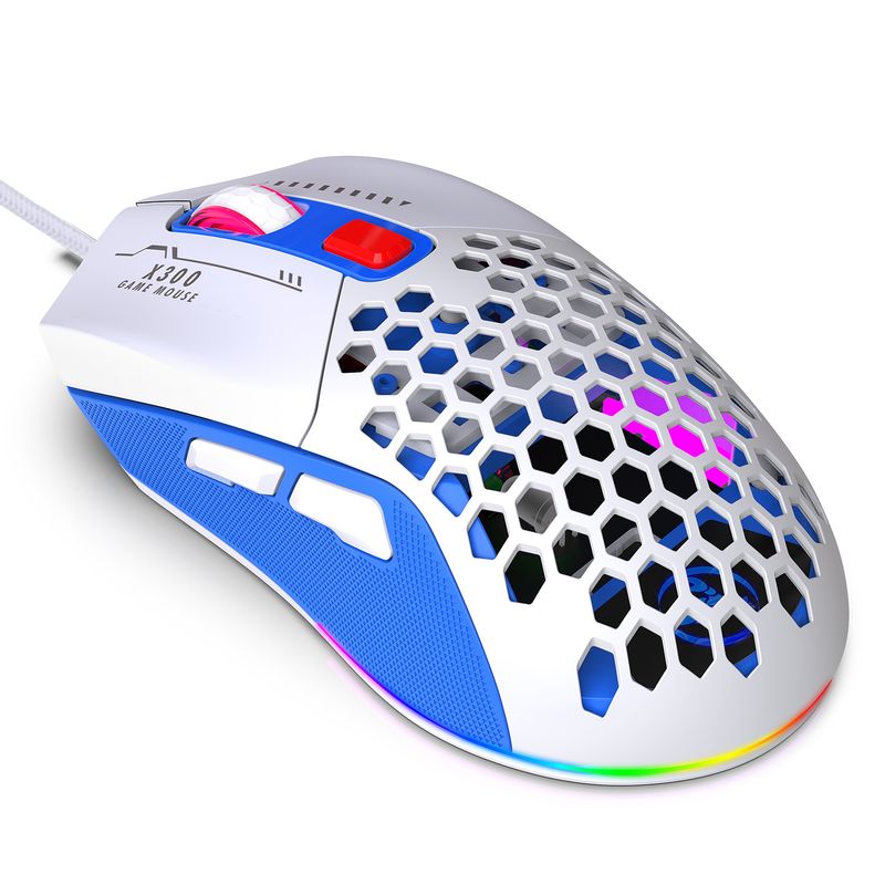 Nouvelle souris de jeu eSport filaire creuse X300 RGB lumineuse et légère Gaming_voghion.com