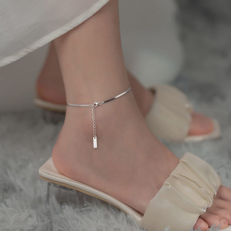S Pure Zilveren Gladde Slangenbot Enkelband Voor Vrouwen Nieuwe Ins Stijl Licht Luxe Veelzijdig Niche Ontwerp Hoogwaardige Kettingvoet_voghion.com