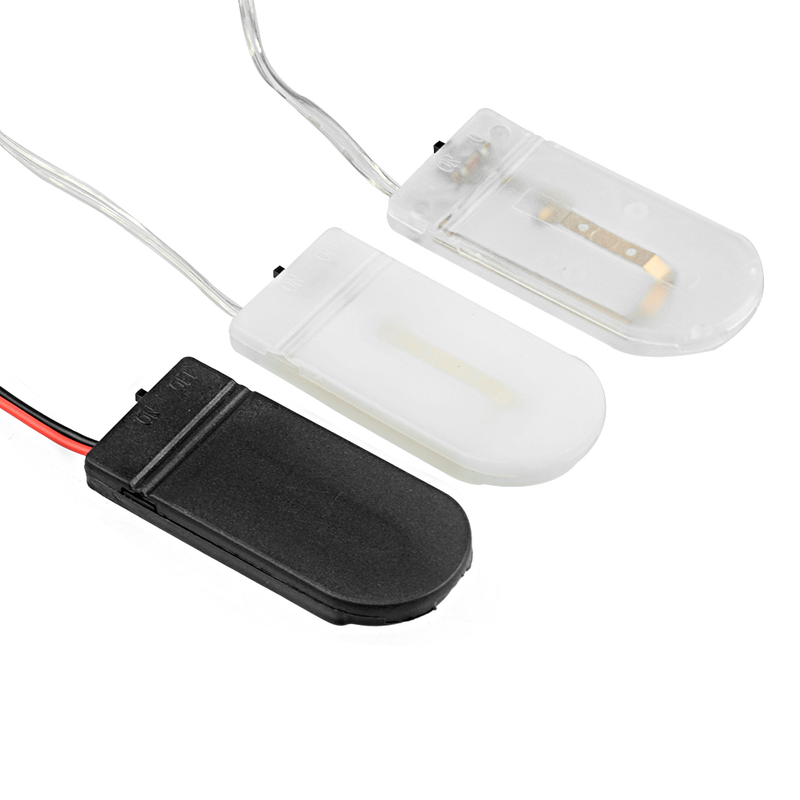 1/2/5pcs 2 Slots 3V CR2032 CR 2032 Button Coin Cell Battery Holder Case Cover With ON-OFF Switch Black White Transparent Case_voghion.com