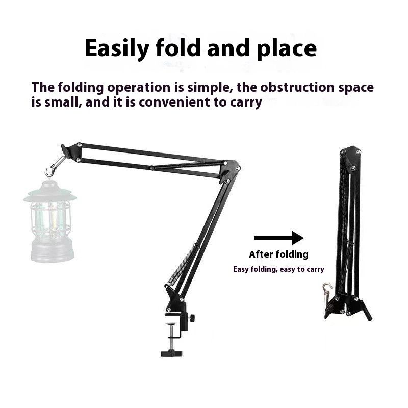 Outdoor Arm Foldable Desktop Stand Mining Portable Storage Camping Stall Night Market Lamp Holder_voghion.com