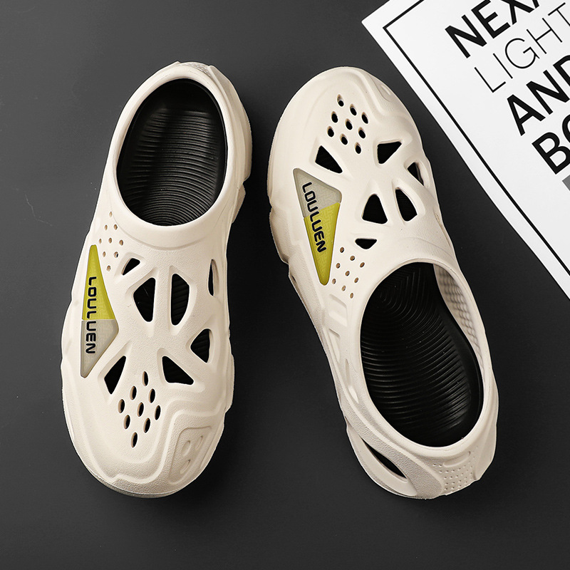 2025 Sommer Neue Stil Höhle Dicken Sohlen Garten Schuhe Tragen Off Slip Halb Hausschuhe Herren Casual Strand Sandalen_voghion.com