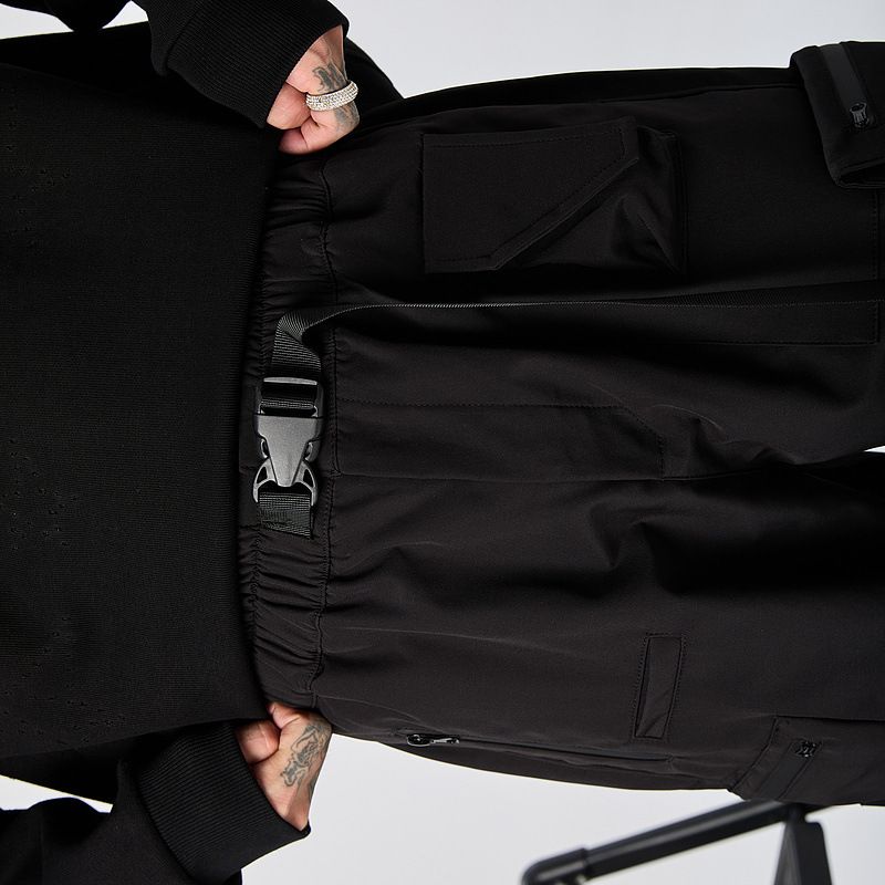 Tactical Cargo Pants For Men - Stylish Streetwear Joggers With Multiple Pockets, Loose Fit & Adjustable Cuffs, Black Utility Pants For Casual Wear_voghion.com