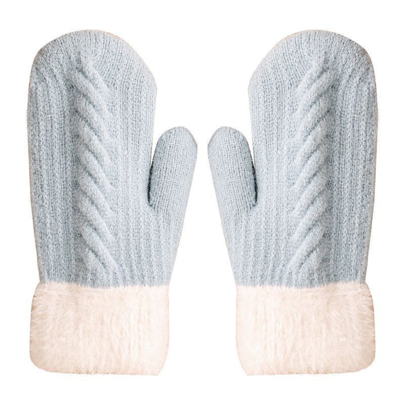 Moufles d'hiver pour femmes, style écolière, en maille torsadée, chaudes et épaisses, résistantes au froid, à motifs de dessins animés, pour le cyclisme et le cyclisme._voghion.com