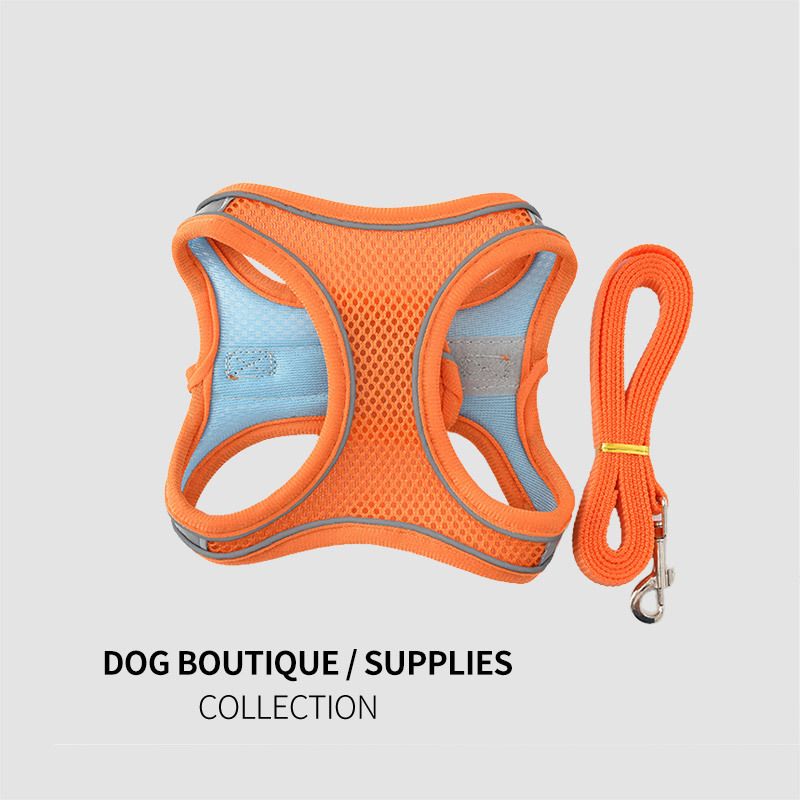 Artigos para gatos, coleira para animais de estimação, tecido de malha, faixa peitoral respirável, coleira refletiva estilo colete_voghion.com