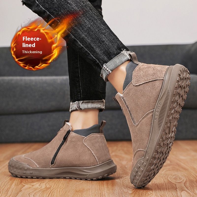 Winter snow boots men, featuring a combination of fur, bread, and plush added warmth. These cotton shoes are designed_voghion.com