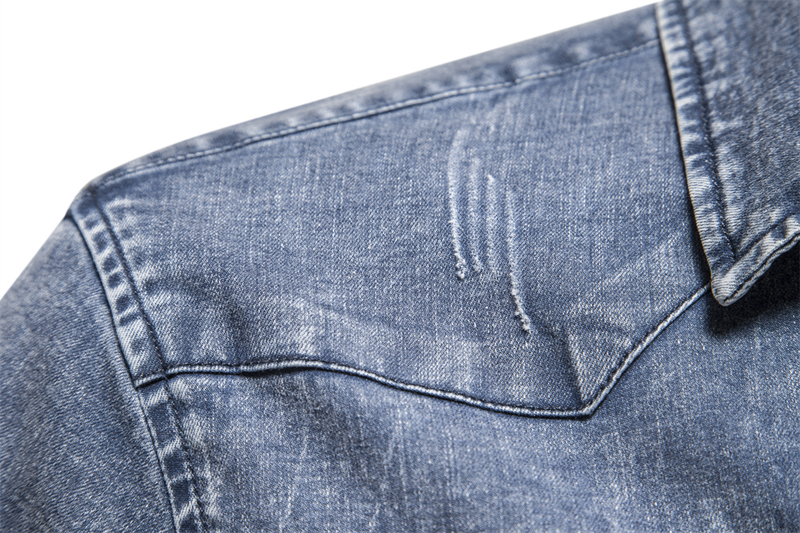 AIOPESON Katoen Denim Dubbele Zak Effen Kleur Casual Mannelijke Cowboy Nieuwe Herfst Slanke Kwaliteit Shirts voor Mannen_voghion.com