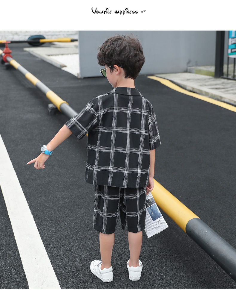 Mutter & Kinder Jungen Anzug Sommer neu 2024 koreanische Version Kinder hübscher mittlerer und großer Kinder Sommer Kurzarmanzug dreiteiliger Anzug_voghion.com