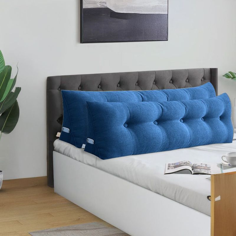 SOGA 2X 120cm Blue Triangular Wedge Bed Pillow Headboard_voghion.com