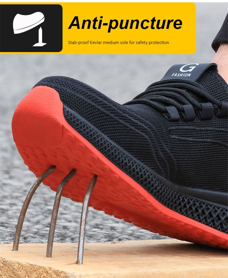 Scarpe da lavoro con punta in acciaio e rete traspirante Manlegu, scarpe da lavoro traspiranti per uomo e donna, stivali di sicurezza leggeri e antiforatura_voghion.com