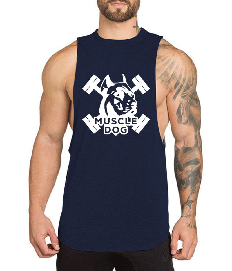 Sports Sleeveless Loose For Running Breathable Training Fitness Dog Print Vest Cotton_voghion.com