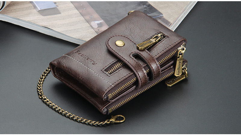 New Men's Short Wallet European And American Business Double Zipper Zero Wallet Multiple Card Slots_voghion.com