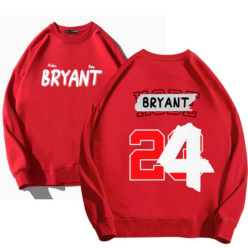 Basketball-Aufkleber Kobe 24, langärmeliger Rundhals-Kapuzenpullover mit Plüsch, Unisex-Druck, lockere Herbst- und Wintermode_voghion.com
