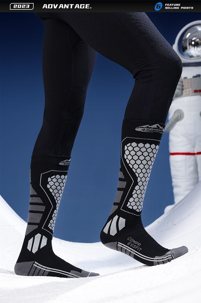 Calcetines de esquí profesionales para hombres y mujeres, para deportes al aire libre, de lana, largos, gruesos, cálidos y resistentes al frío, para montañismo_voghion.com