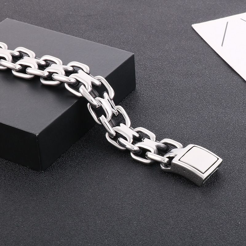 Men's Stainless Steel Bracelet With Vintage Chain Design - Punk Style Titanium Steel Cuff For Bold And Edgy Look - Sizes 10mm-20mm_voghion.com