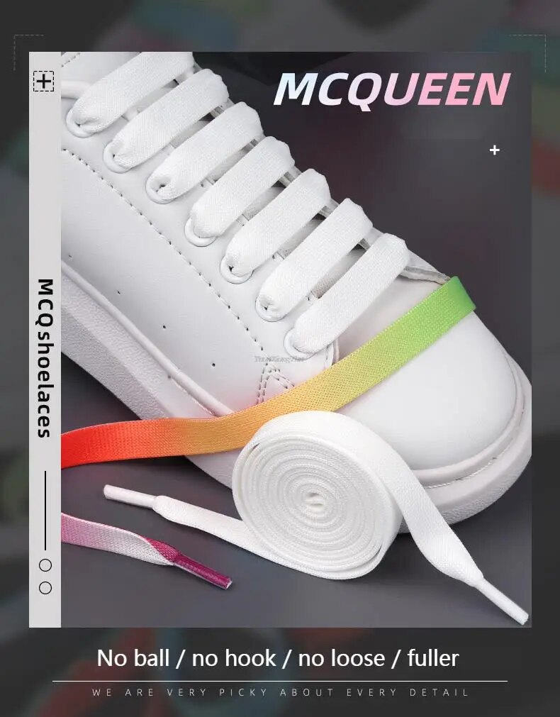 Lacci bianchi neri Lacci arcobaleno Sneaker Scarpe casual Lacci Gradiente 1.2CM Larghezza 100/120 / 140CM Lacci per scarpe piatte_voghion.com