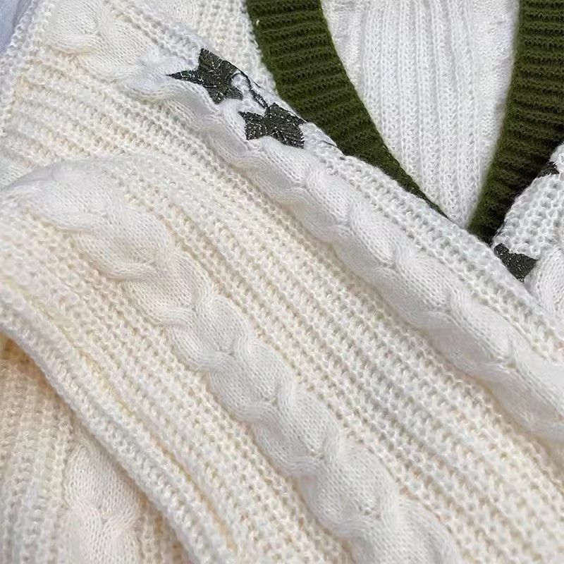 Cardigan in lana ricamato ispirato a Taylor - Maglia oversize a maniche lunghe con scollo a V floreale per donna_voghion.com