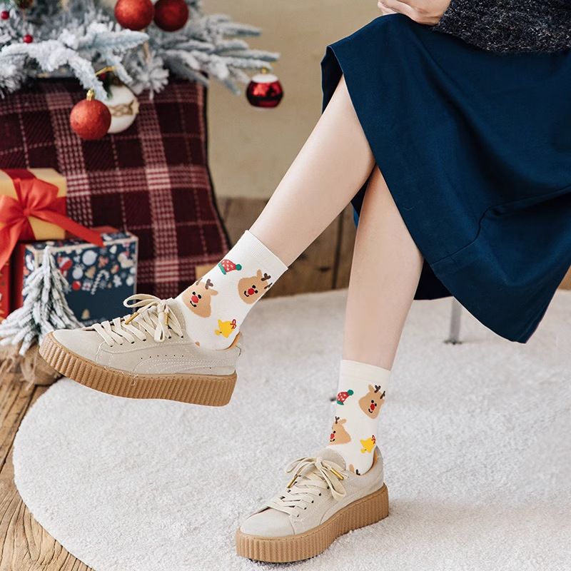 Lillian Unisex Cartoon Herbst Winter Neue Niedliche Wadenhohe Cross Border Weihnachtssocken Verdickt Warme Socken_voghion.com