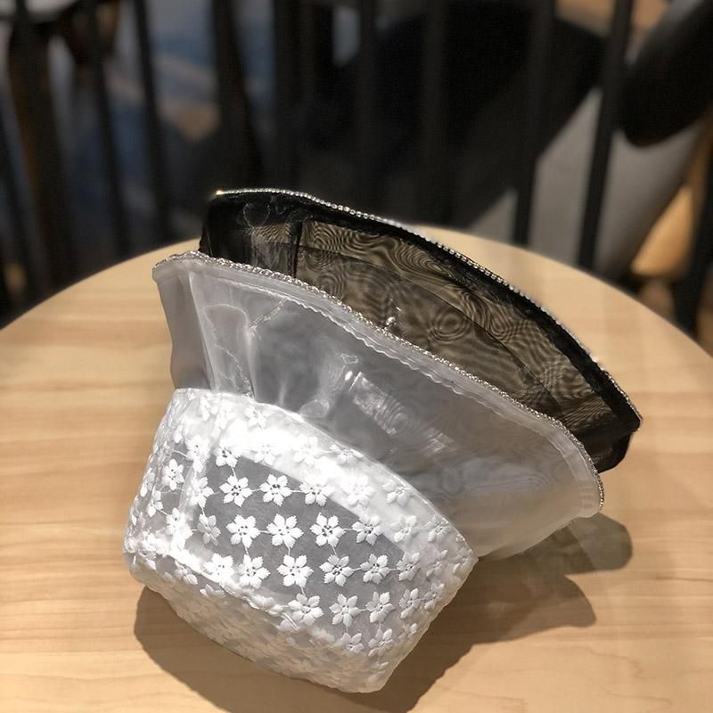 Cappello estivo da pescatore per bambini, stile retrò, leggero, con fiori e pizzo, protezione solare, con visiera a forma di conchiglia_voghion.com