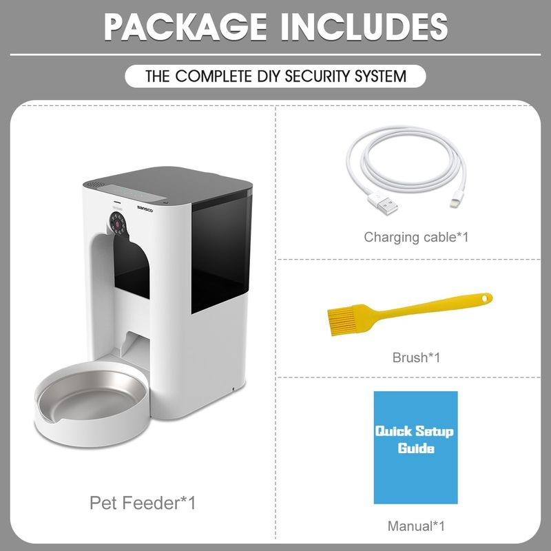 Dog Cat Feeder Automatic Dispenser 4L Pet Dry Food Bowl Dish With Wifi Camera_voghion.com